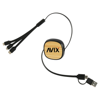 Bamboo Retractable 3 in 1 Charging Cables with Dual...