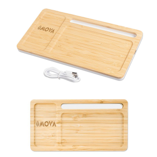 Bamboo Wireless Charging Pad Desktop Organizers