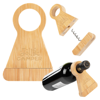 Bamboo Wine Bottle Stands with Corkscrew