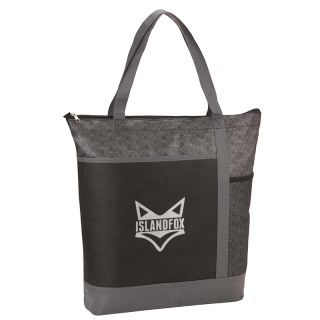 Printed Chrome Non-Woven Zipper Convention Totes