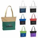 Custom Poly Pro Two-Tone Zippered Tote Bags