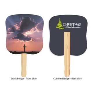 7.625 x 8 Inch Stock Cross Design Hand Fans