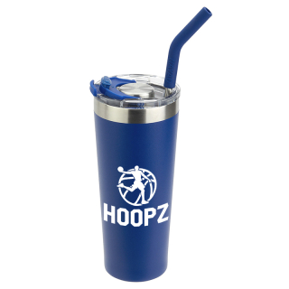 22 Oz Stainless Steel Double Wall Tumblers with Straws