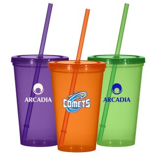Printed 22 Oz Economy Single Wall Tumblers With Straws