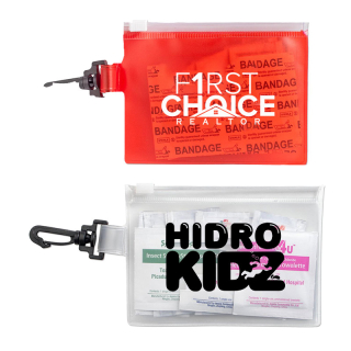 First Aid Kits in Zip Close Pouches with Carabiners