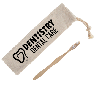 Bamboo Toothbrushes In Cotton Pouch