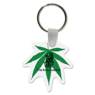Cannabis Leaf Shaped USA Made Vinyl Keychains