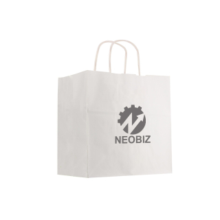 10x10 Inch Kraft Paper White Shopping Bags