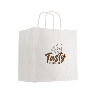 13x13 Inch Kraft Paper White Shopping Bags