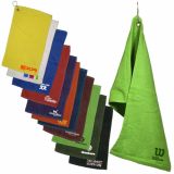 Custom Logo Imprinted Dark Colored Fingertip Towel with Grommet