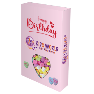 ized Die Cut Candy Boxes with Conversation Hearts