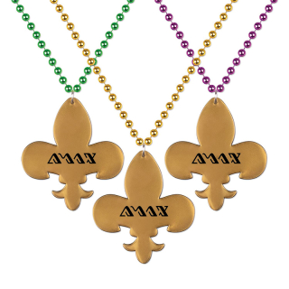 Printed Fleur De Lis Medallion Beads