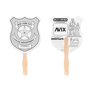 Police Badge Shaped Hand Fans