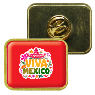 1x1 3/8 Inch Brass Rectangle Full Color Lapel Pins