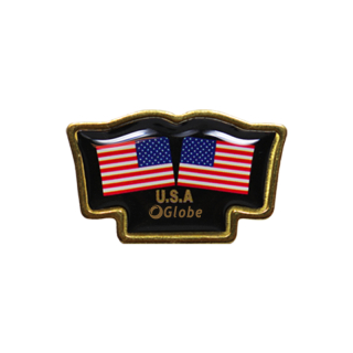 3/4x1 1/4 Inch Brass Double Flag Full Color Lapel...