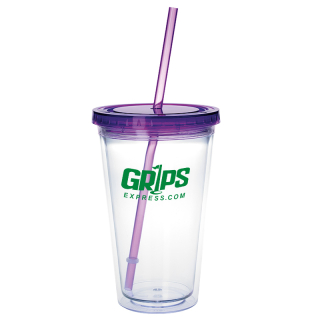 18 Oz Clear Tumblers with Colored Lid