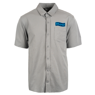 Printed Burnside Perforated Stretch Woven Button-Up