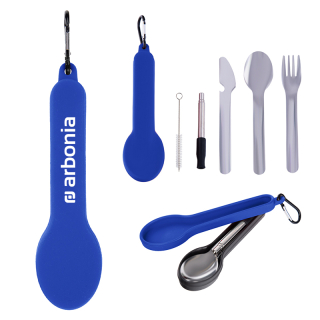 Travel Utensil Set with Silicone Holders
